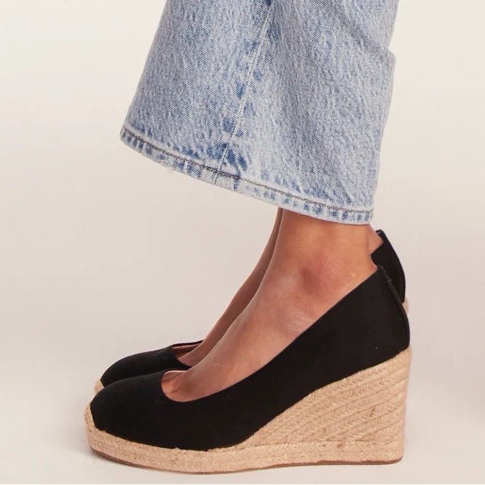 J. Crew Seville Espadrille Wedges in Black Canvas NIB